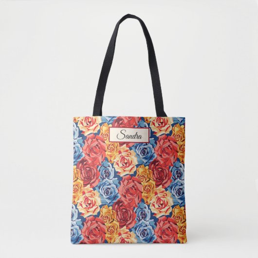 Elegant Stylish Cute Red Floral Roses Template Tote Bag (Voorkant)