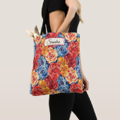 Elegant Stylish Cute Red Floral Roses Template Tote Bag (Dichtbij)