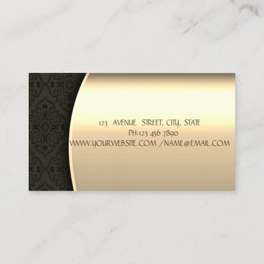 Elegant Stylish Damask Gold Floral Visitekaartje (Achterkant)