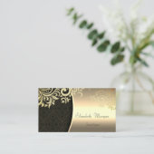 Elegant Stylish Damask Gold Floral Visitekaartje (Staand voorkant)