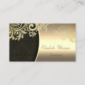 Elegant Stylish Damask Gold Floral Visitekaartje (Voorkant)