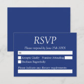 Elegant Stylish Dark Blue Wedding RSVP Kaart (Voorkant / Achterkant)