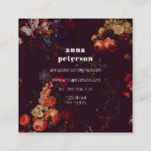 Elegant Stylish Dark Floral Vierkante Visitekaartje (Achterkant)