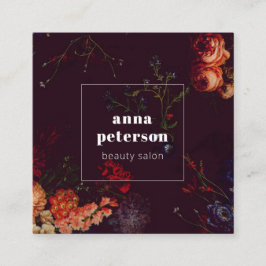Elegant Stylish Dark Floral Vierkante Visitekaartje
