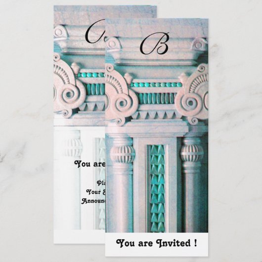 ELEGANT STYLISH DECOR aqua, blauw groen, roze wit Kaart (Voorkant / Achterkant)