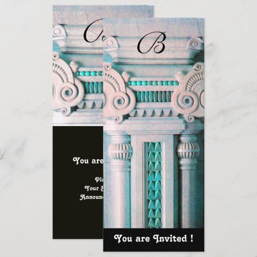 ELEGANT STYLISH DECOR, aqua blauw groen zwart zwar Kaart (Voorkant / Achterkant)