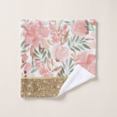 Elegant Stylish Floral Gold Glitter Shiny Bad Handdoek (Wasdoekje)