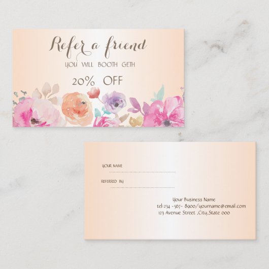 Elegant Stylish Floral Reference Kaart (Voorkant / Achterkant)