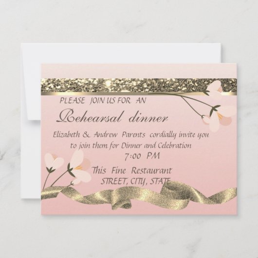Elegant Stylish Floral Rehearsal Dinner Kaart (Voorkant)