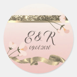Elegant Stylish Floral Wedding Ronde Sticker