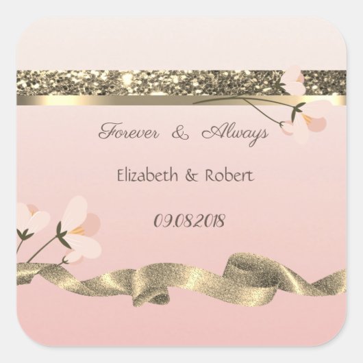 Elegant Stylish Floral Wedding Vierkante Sticker (Voorkant)