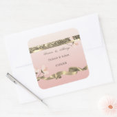 Elegant Stylish Floral Wedding Vierkante Sticker (Envelop)