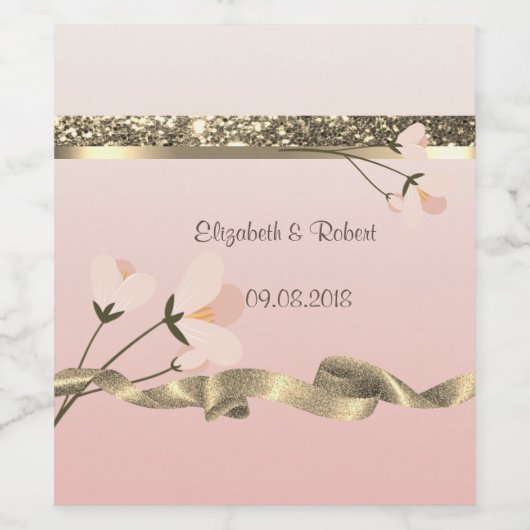 Elegant Stylish Floral Wijn Etiket (Enkel label)
