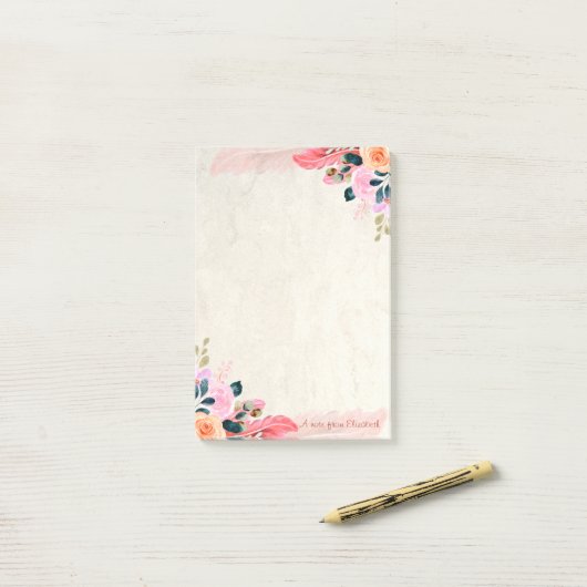 Elegant Stylish Flowers Feather Post-it® Notes (Op bureau)