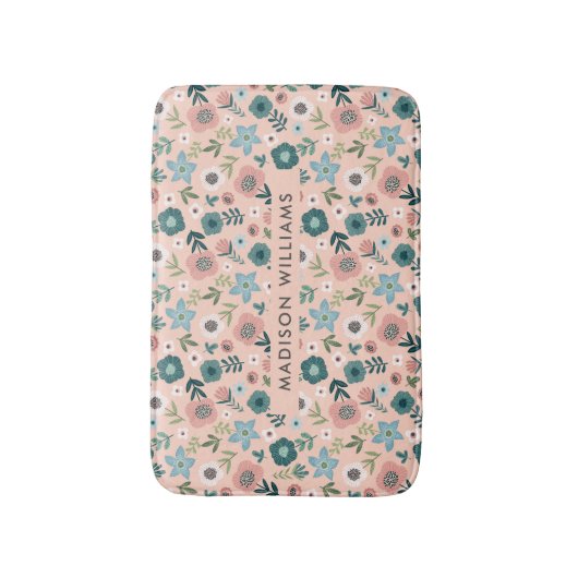 Elegant Stylish Flowers Minimalist Bath Mat (Voorkant Verticaal)