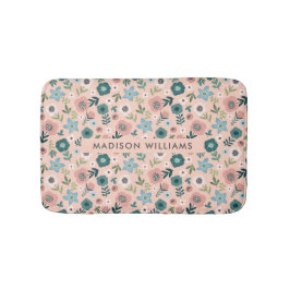 Elegant Stylish Flowers Minimalist Bath Mat