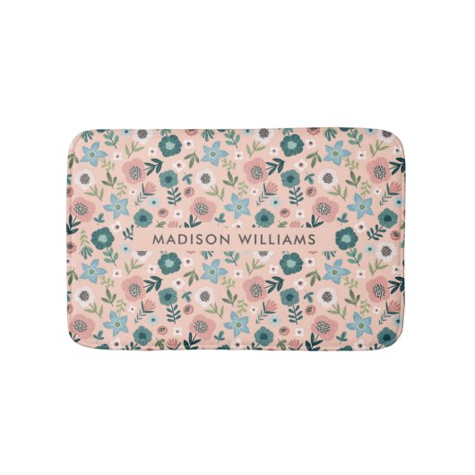 Elegant Stylish Flowers Minimalist Bath Mat (Voorkant)