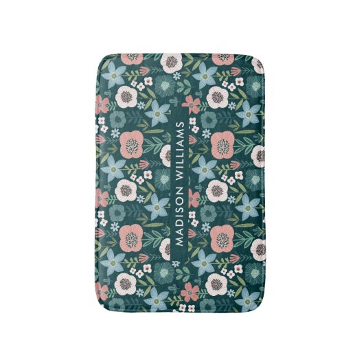 Elegant Stylish Flowers Minimalist Bath Mat (Voorkant Verticaal)