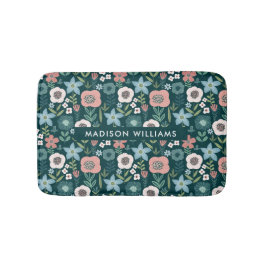 Elegant Stylish Flowers Minimalist Bath Mat