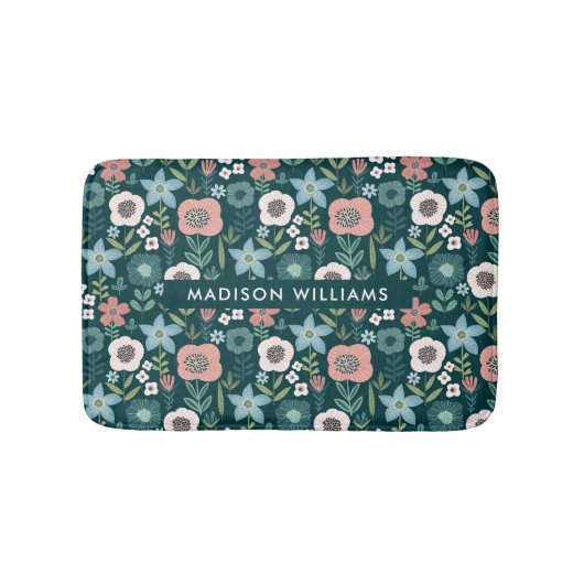 Elegant Stylish Flowers Minimalist Bath Mat (Voorkant)