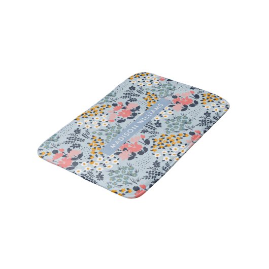 Elegant Stylish Flowers Minimalist Bath Mat (Gekanteld)