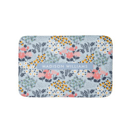 Elegant Stylish Flowers Minimalist Bath Mat