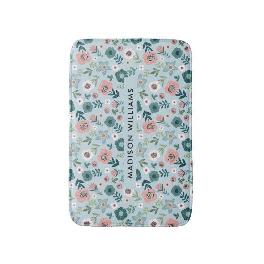 Elegant Stylish Flowers Minimalist Bath Mat (Voorkant Verticaal)