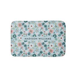 Elegant Stylish Flowers Minimalist Bath Mat