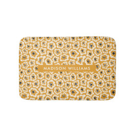 Elegant Stylish Flowers Minimalist Bath Mat
