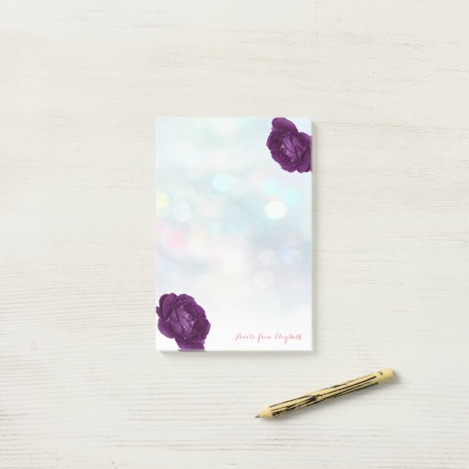 Elegant Stylish Girly, Bokeh, Rozen Post-it® Notes (Op bureau)