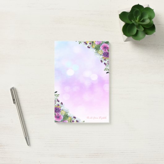 Elegant Stylish Girly, Bokeh, Waterverf Flowers Post-it® Notes (Kantoor)