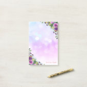 Elegant Stylish Girly, Bokeh, Waterverf Flowers Post-it® Notes (Op bureau)