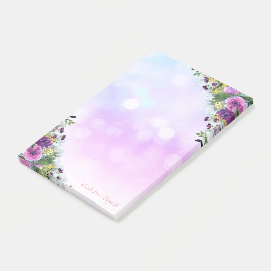 Elegant Stylish Girly, Bokeh, Waterverf Flowers Post-it® Notes (Schuin)