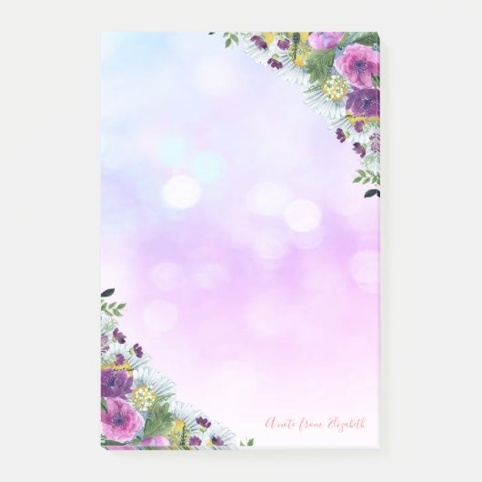 Elegant Stylish Girly, Bokeh, Waterverf Flowers Post-it® Notes (Voorkant)