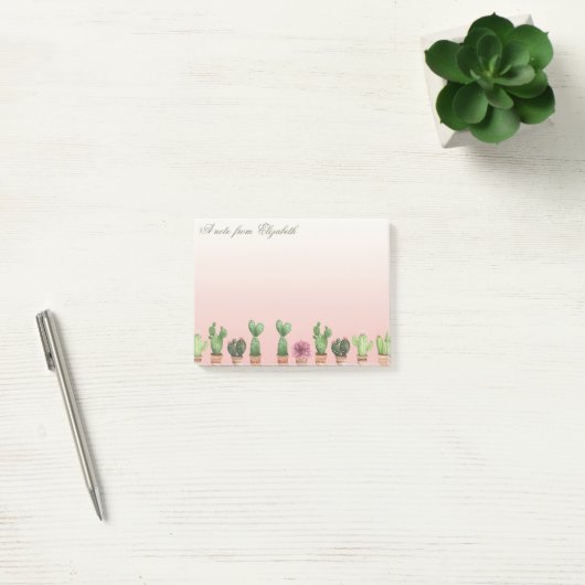 Elegant Stylish Girly Cactus Post-it® Notes (Kantoor)