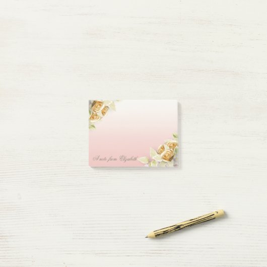 Elegant Stylish Girly, Faux Gold Rozen Post-it® Notes (Op bureau)