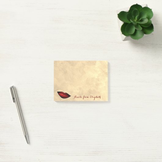 Elegant Stylish Girly, Gold, Red Lips Post-it® Notes (Kantoor)