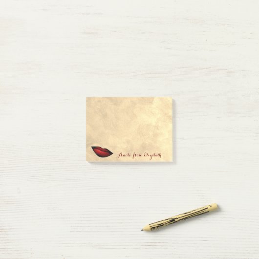 Elegant Stylish Girly, Gold, Red Lips Post-it® Notes (Op bureau)