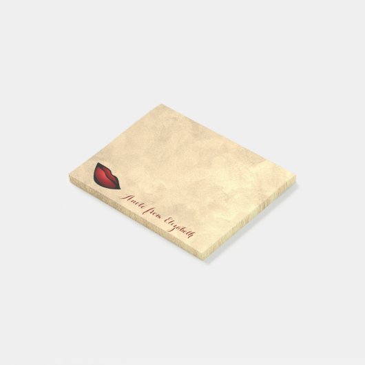 Elegant Stylish Girly, Gold, Red Lips Post-it® Notes (Schuin)
