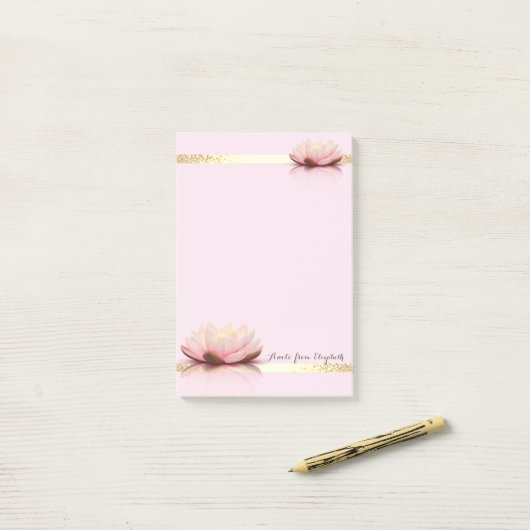 Elegant Stylish Girly Gold Stripes, Lotos Post-it® Notes (Op bureau)