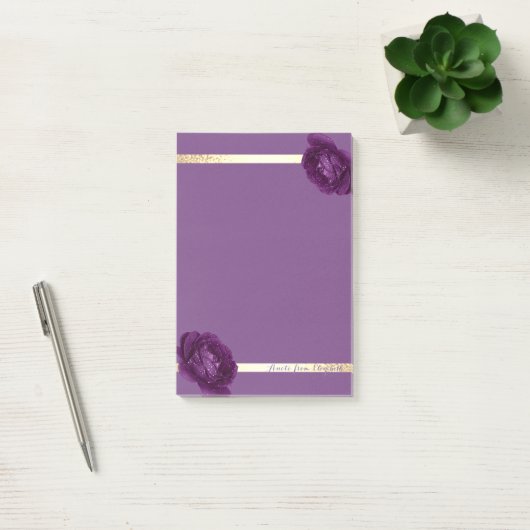 Elegant Stylish Girly Gold Stripes, Paars, Rozen Post-it® Notes (Kantoor)