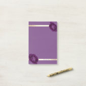 Elegant Stylish Girly Gold Stripes, Paars, Rozen Post-it® Notes (Op bureau)