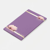 Elegant Stylish Girly Gold Stripes, Paarse Lotos Post-it® Notes (Schuin)