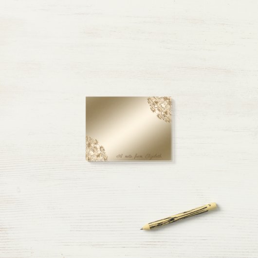 Elegant Stylish, Girly, Gold Swirls Post-it® Notes (Op bureau)
