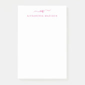Elegant Stylish Girly Script Monogram Magenta Pink Post-it® Notes (Voorkant)