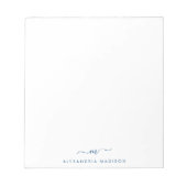 Elegant Stylish Girly Script Navy Monogram Initiaa Notitieblok (Voorkant)