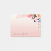 Elegant Stylish Girly Waterverf Flowers Feather Post-it® Notes (Voorkant)