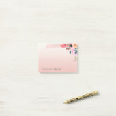 Elegant Stylish Girly Waterverf Flowers Feather Post-it® Notes (Op bureau)
