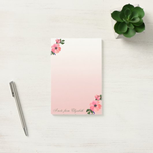 Elegant Stylish Girly, Waterverf Flowers Post-it® Notes (Kantoor)