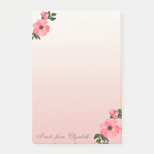Elegant Stylish Girly, Waterverf Flowers Post-it® Notes (Voorkant)